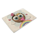 Cartoon cute owl animal dining table placemats set of 6 kitchen mats by Decorbites