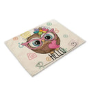 Cartoon cute owl animal dining table placemats set of 6 kitchen mats by Decorbites