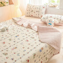 GobekUsa Cartoon Print Foldable Bed Cover Set | Cotton Quilted Cushion Mat