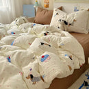 GobekUsa Cartoon Pattern Cotton Fitted Sheet Set – Soft & Cozy Bedding for Adults & Kids
