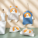 Cartoon dog coral velvet hand towels gray & white bathroom glove by Decorbites