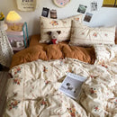GobekUsa Cartoon Style Printed Comforter Set 4Pcs Lightweight Duvet Kits Bedding Set