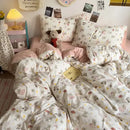 GobekUsa Cartoon Style Printed Comforter Set 4Pcs Lightweight Duvet Kits Bedding Set