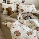 GobekUsa Cartoon Style Printed Comforter Set 4Pcs Lightweight Duvet Kits Bedding Set