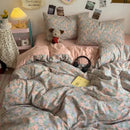 GobekUsa Cartoon Style Printed Comforter Set 4Pcs Lightweight Duvet Kits Bedding Set