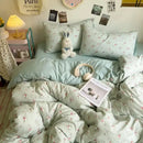 GobekUsa Cartoon Style Printed Comforter Set 4Pcs Lightweight Duvet Kits Bedding Set