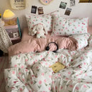 GobekUsa Cartoon Style Printed Comforter Set 4Pcs Lightweight Duvet Kits Bedding Set