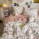 GobekUsa Cartoon Style Printed Comforter Set 4Pcs Lightweight Duvet Kits Bedding Set