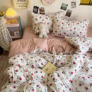 GobekUsa Cartoon Style Printed Comforter Set 4Pcs Lightweight Duvet Kits Bedding Set