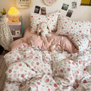 GobekUsa Cartoon Style Printed Comforter Set 4Pcs Lightweight Duvet Kits Bedding Set