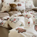 GobekUsa Cartoon Style Printed Comforter Set 4Pcs Lightweight Duvet Kits Bedding Set