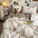 GobekUsa Cartoon Style Printed Comforter Set 4Pcs Lightweight Duvet Kits Bedding Set