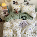 GobekUsa Cartoon Style Printed Comforter Set 4Pcs Lightweight Duvet Kits Bedding Set