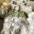 GobekUsa Cartoon Style Printed Comforter Set 4Pcs Lightweight Duvet Kits Bedding Set