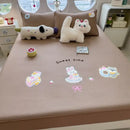 GobekUsa Cartoon Embroidered Fitted Sheet for Single Bed - All-Season Comfort
