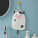 Cartoon embroidery hanging cow hand towel pink & gray kitchen mitt by Decorbites