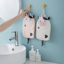 Cartoon embroidery hanging cow hand towel pink & gray kitchen mitt by Decorbites