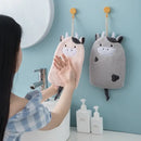 Cartoon embroidery hanging cow hand towel pink & gray kitchen mitt by Decorbites