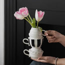 GobekUsa Cartoon Folding Cup Vase Ceramic Flowerpot with Handle - Home Decor & Handicrafts