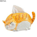 GobekUsa Cartoon Ginger Cat Ceramic Tissue Box - Creative Desk Decoration & Paper Towel Case