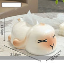GobekUsa Cartoon Ginger Cat Ceramic Tissue Box - Creative Desk Decoration & Paper Towel Case