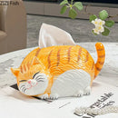 GobekUsa Cartoon Ginger Cat Ceramic Tissue Box - Creative Desk Decoration & Paper Towel Case