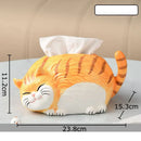 GobekUsa Cartoon Ginger Cat Ceramic Tissue Box - Creative Desk Decoration & Paper Towel Case