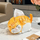 GobekUsa Cartoon Ginger Cat Ceramic Tissue Box - Creative Desk Decoration & Paper Towel Case