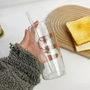 Cartoon glass cup with straw – kitchen marshmallow juice mug by Decorbites