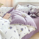 GobekUsa Cartoon Heart Floral Print Duvet Set with Bed Sheet & Pillowcases