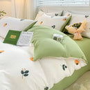 GobekUsa Cartoon Heart Floral Print Duvet Set with Bed Sheet & Pillowcases