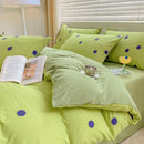 GobekUsa Cartoon Heart Floral Print Duvet Set with Bed Sheet & Pillowcases