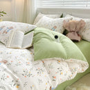 GobekUsa Cartoon Heart Floral Print Duvet Set with Bed Sheet & Pillowcases