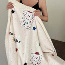 GobekUsa Cartoon Lamb Wool Blanket - Thick, Printed Coral Fleece Sofa Cover
