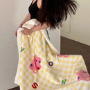 GobekUsa Cartoon Lamb Wool Blanket - Thick, Printed Coral Fleece Sofa Cover
