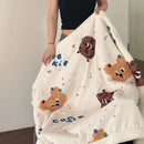GobekUsa Cartoon Lamb Wool Blanket - Thick, Printed Coral Fleece Sofa Cover