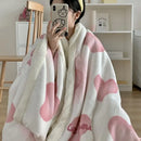 GobekUsa Cartoon Lamb Wool Blanket - Thick, Printed Coral Fleece Sofa Cover