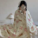 GobekUsa Cartoon Lamb Wool Blanket - Thick, Printed Coral Fleece Sofa Cover
