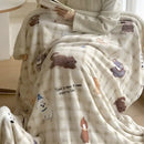 GobekUsa Cartoon Lamb Wool Blanket - Thick, Printed Coral Fleece Sofa Cover