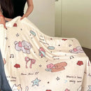 GobekUsa Cartoon Lamb Wool Blanket - Thick, Printed Coral Fleece Sofa Cover