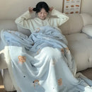 GobekUsa Cartoon Lamb Wool Blanket - Thick, Printed Coral Fleece Sofa Cover