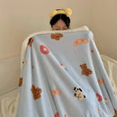 GobekUsa Cartoon Lamb Wool Blanket - Thick, Printed Coral Fleece Sofa Cover