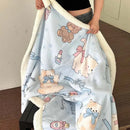 GobekUsa Cartoon Lamb Wool Blanket - Thick, Printed Coral Fleece Sofa Cover