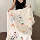 GobekUsa Cartoon Lamb Wool Blanket - Thick, Printed Coral Fleece Sofa Cover