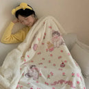 GobekUsa Cartoon Lamb Wool Blanket - Thick, Printed Coral Fleece Sofa Cover