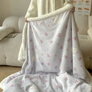 GobekUsa Cartoon Lamb Wool Blanket - Thick, Printed Coral Fleece Sofa Cover