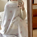 GobekUsa Cartoon Lamb Wool Blanket - Thick, Printed Coral Fleece Sofa Cover
