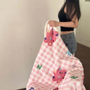 GobekUsa Cartoon Lamb Wool Blanket - Thick, Printed Coral Fleece Sofa Cover
