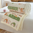 GobekUsa Cartoon Lamb Wool Blanket: Double-Layered, Thick & Warm for Children & Adults