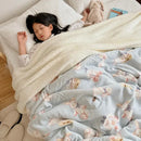 GobekUsa Cartoon Lamb Wool Blanket: Double-Layered, Thick & Warm for Children & Adults